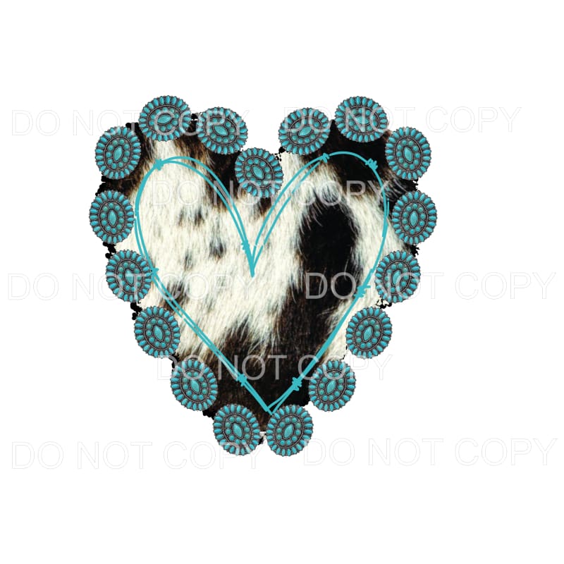 Cowhide Heart #3 Sublimation transfers - Heat Transfer