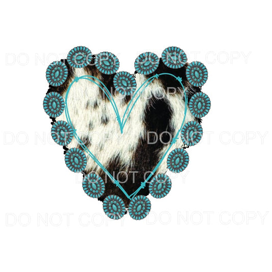Cowhide Heart #3 Sublimation transfers - Heat Transfer