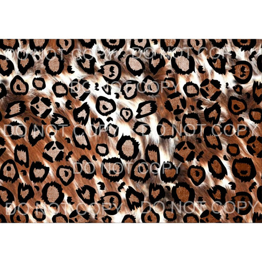 Cowhide Leopard Gold Glitter Sheet Sublimation transfers - 