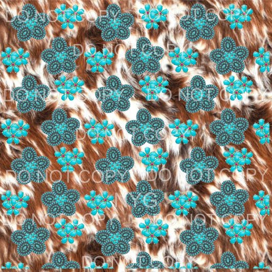 Cowhide Turquoise Sheet #2 Sublimation transfers - Heat 