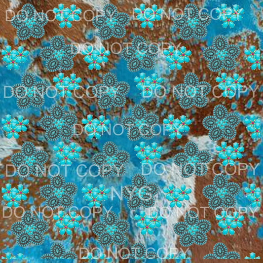 Cowhide Turquoise Sheet #4 Sublimation transfers - Heat 