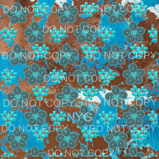 Cowhide Turquoise Sheet #5 Sublimation transfers - Heat 