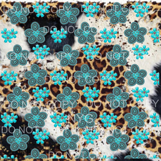 Cowhide Turquoise Sheet #7 Sublimation transfers - Heat 