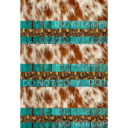 Cowhide Turquoise Wood Leopard Sheet Sublimation transfers -