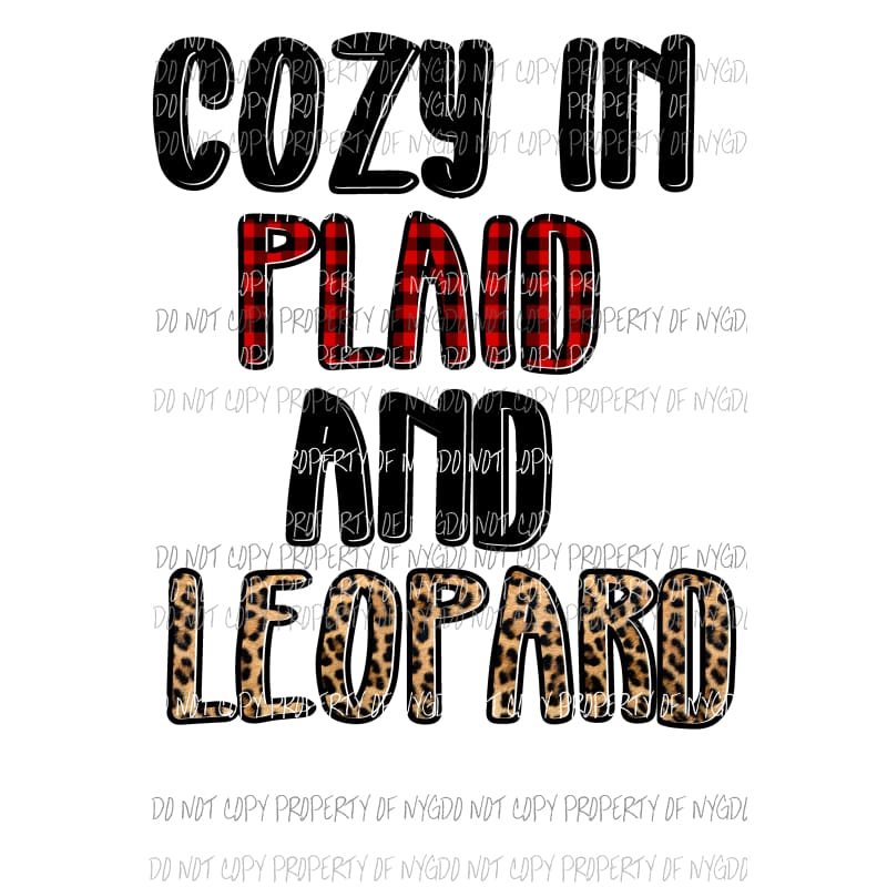 Cozy in plaid and leopard Sublimation transfers Heat Transfer