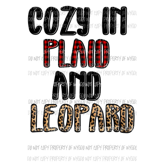 Cozy in plaid and leopard Sublimation transfers Heat Transfer