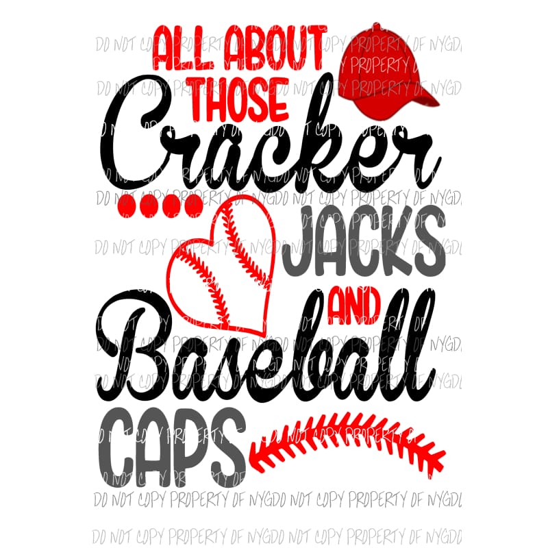 Cracker Jacks and Baseball Caps Sublimation transfers Heat Transfer