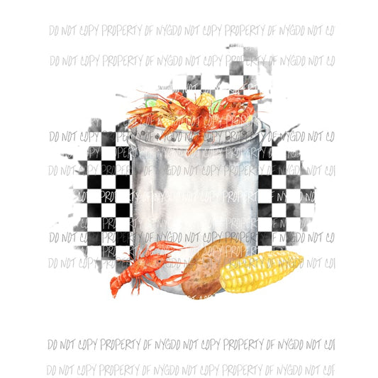 Crawfish Boil black white checkered Louisiana Sublimation transfers Heat Transfer