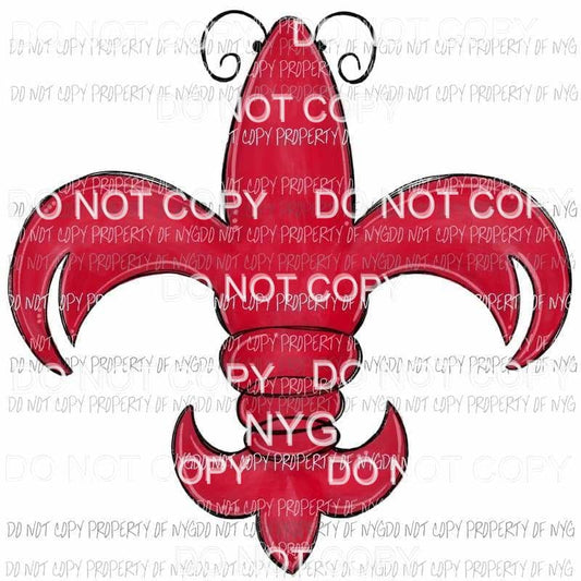 Crawfish fleur de lis red Louisiana Sublimation transfers Heat Transfer
