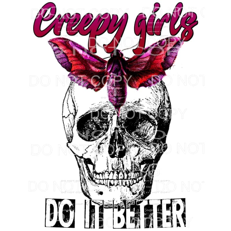 Creepy Girls Do It Better Skull Red Pink Purple Moth #2064 