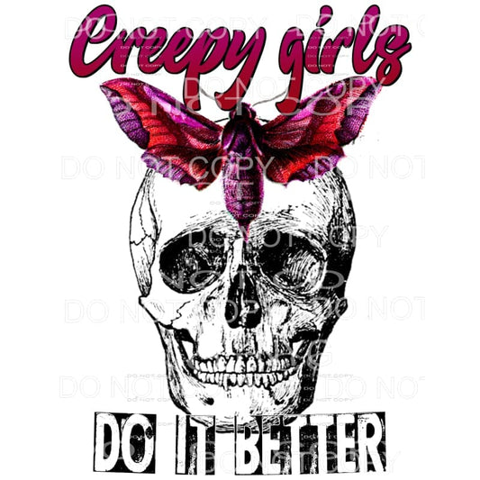 Creepy Girls Do It Better Skull Red Pink Purple Moth #2064 