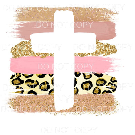 Cross Neutral Gold Leopard Brushstrokes Sublimation 