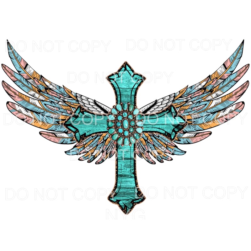 Cross with Wings #50 Sublimation transfers - Heat Transfer