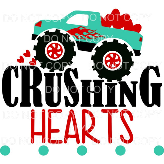 Crushing Hearts Monster Truck Red Hearts Sublimation 