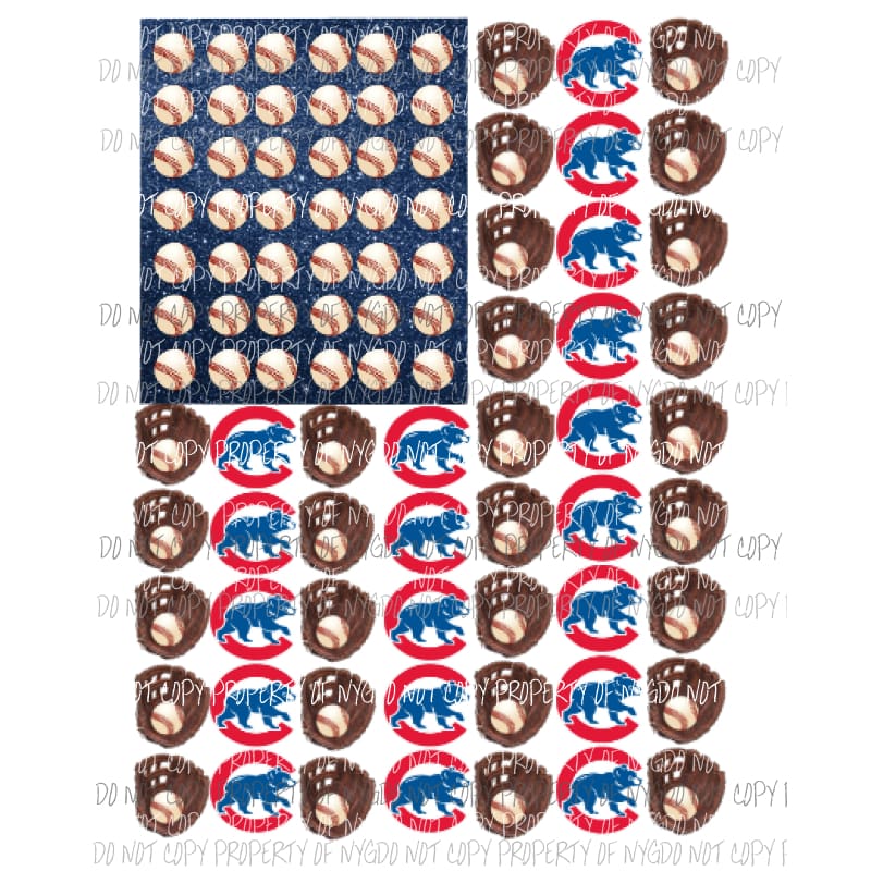 CUBS Flag Baseball Sublimation transfers Heat Transfer