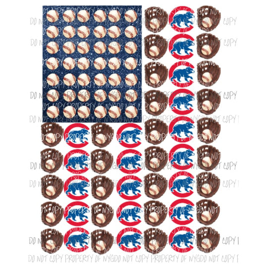 CUBS Flag Baseball Sublimation transfers Heat Transfer