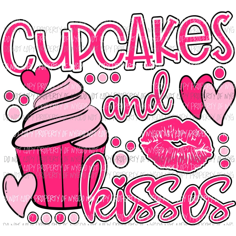 Cupcakes and Kisses lips hearts pink Sublimation transfers Heat Transfer