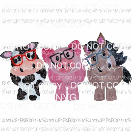 Curious Cow Pig Horse farm animals Sublimation transfers Heat Transfer