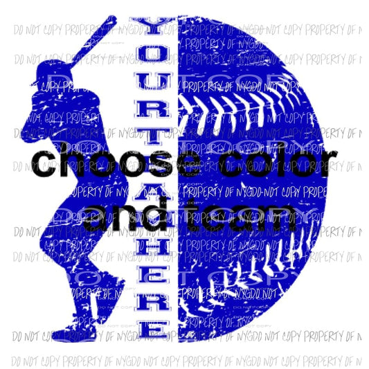 Custom choose your team and color baseball Sublimation transfers Heat Transfer