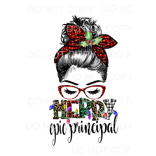 custom messy bun merry epic principal Christmas # 7058 