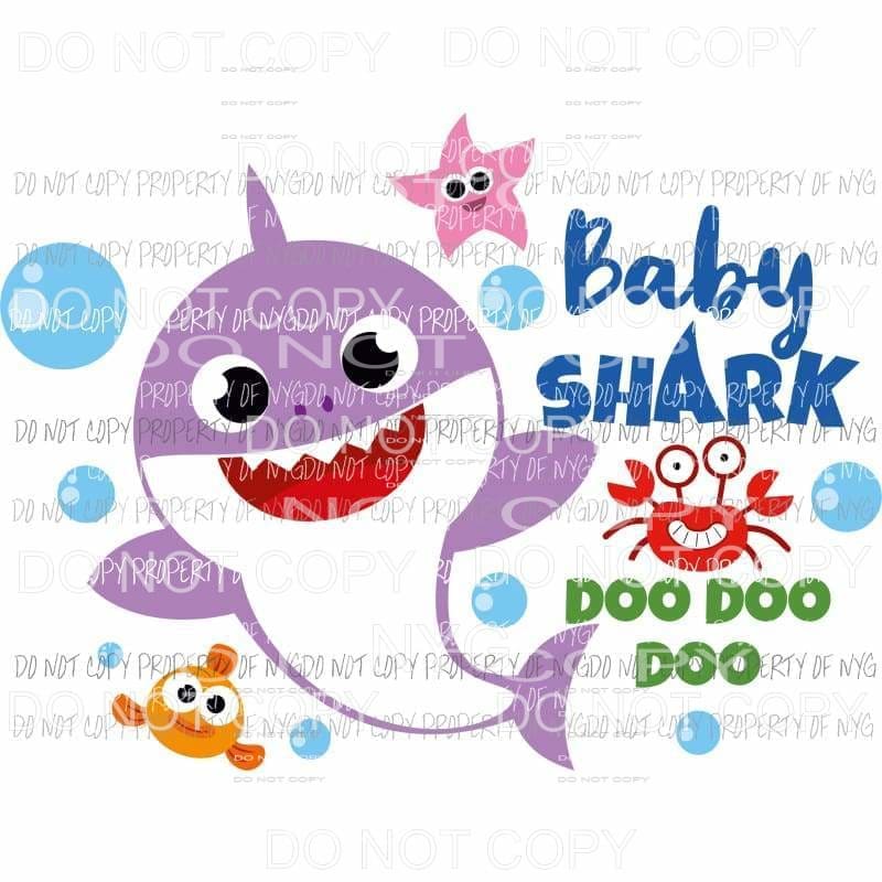 CUSTOM NAME Shark PICK COLOR AND NAME IN NOTES Sublimation transfers Heat Transfer