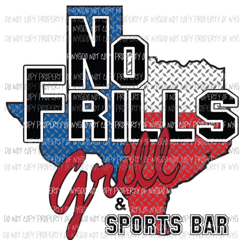 Custom No Frills Grill Sublimation transfers Heat Transfer