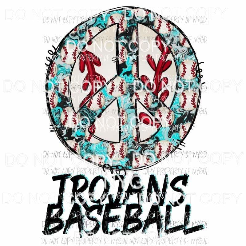 CUSTOM TEAM and colors Peace Trojans Baseball #1 Sublimation transfers Heat Transfer
