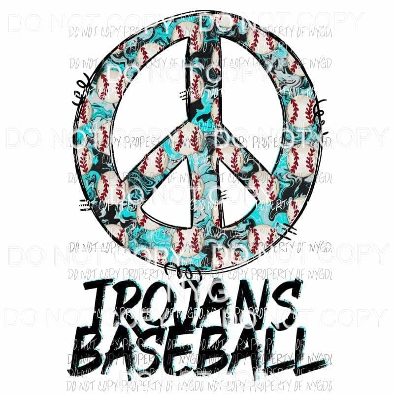 CUSTOM TEAM and colors Peace Trojans Baseball #2 Sublimation transfers Heat Transfer