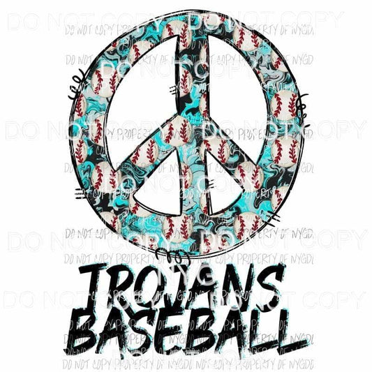 CUSTOM TEAM and colors Peace Trojans Baseball #2 Sublimation transfers Heat Transfer