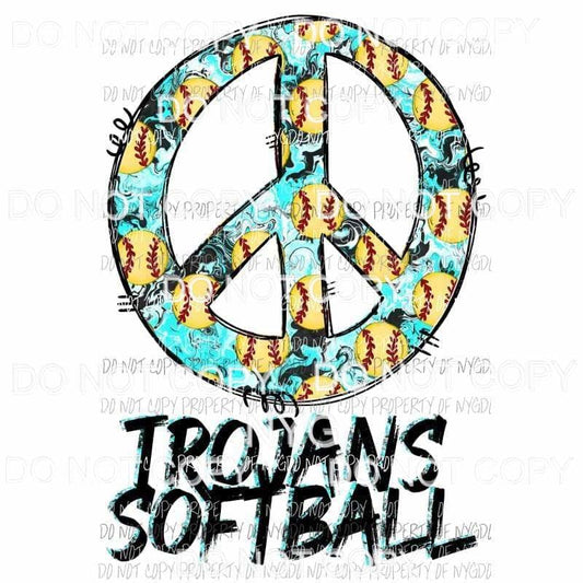 CUSTOM TEAM and colors Peace Trojans Softball #1 Sublimation transfers Heat Transfer