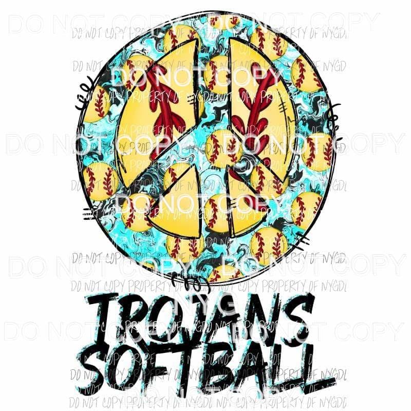 CUSTOM TEAM and colors Peace Trojans Softball #2 Sublimation transfers Heat Transfer