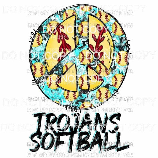CUSTOM TEAM and colors Peace Trojans Softball #2 Sublimation transfers Heat Transfer