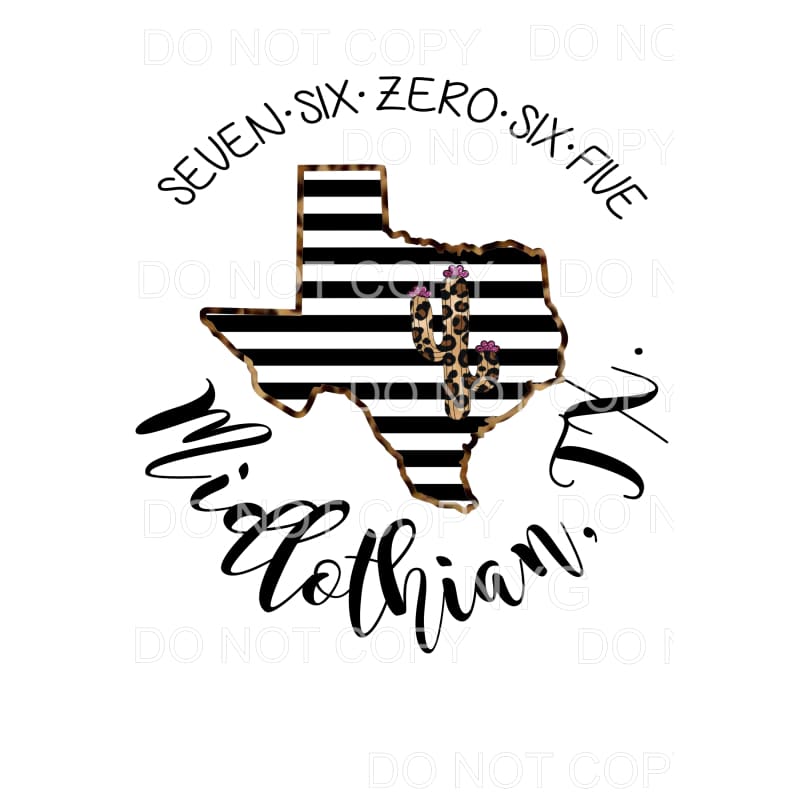 CUSTOM ZIP CODE Midlothian TEXAS 76065 Sublimation transfers