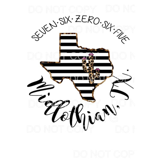 CUSTOM ZIP CODE Midlothian TEXAS 76065 Sublimation transfers