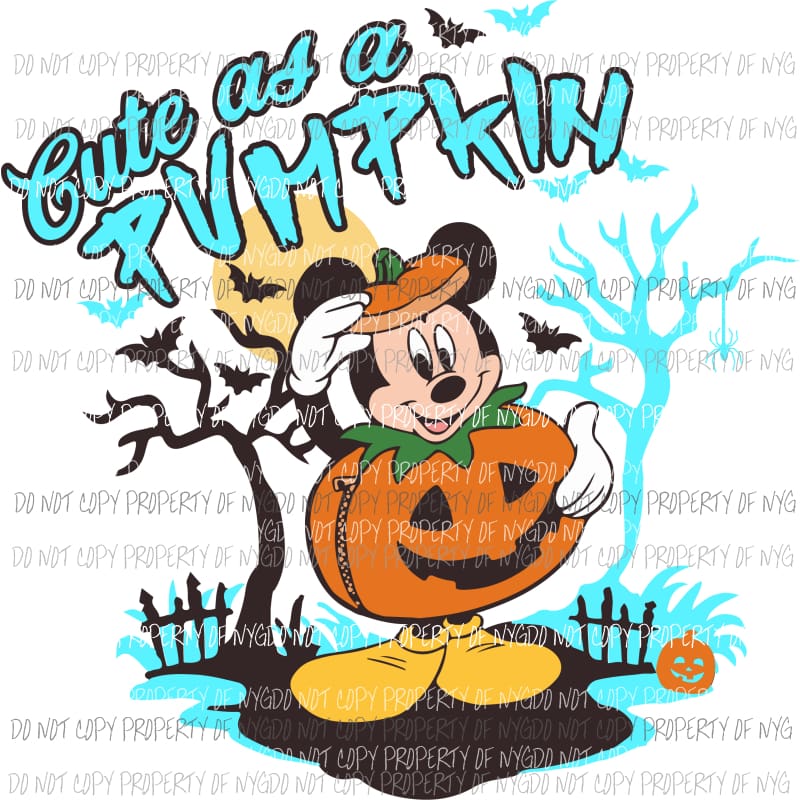 cute as a pumpkin mickey Sublimation transfers Heat Transfer