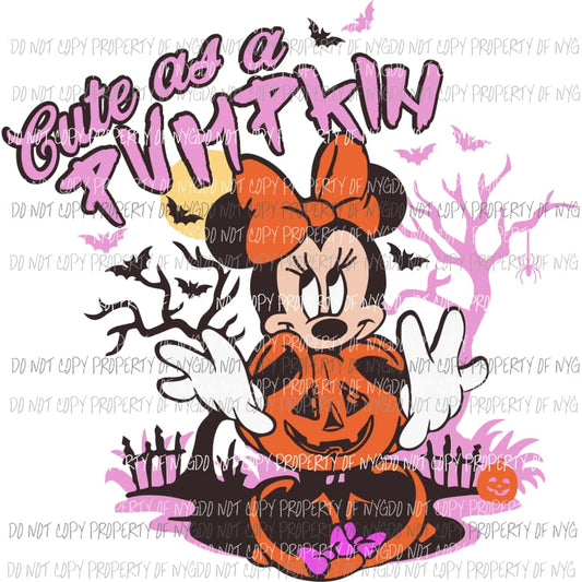cute as a pumpkin minnie Sublimation transfers Heat Transfer
