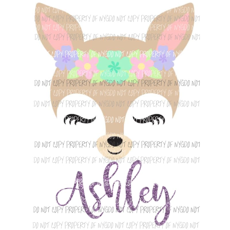 Cute Deer custom with name Sublimation transfers Heat Transfer