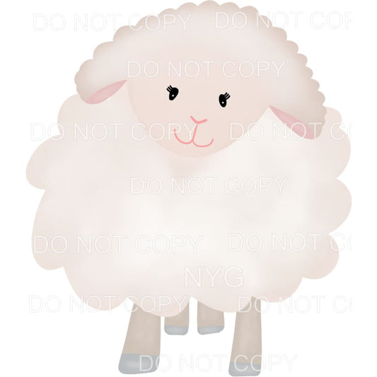 Cute White Lamb Sublimation transfers - Heat Transfer