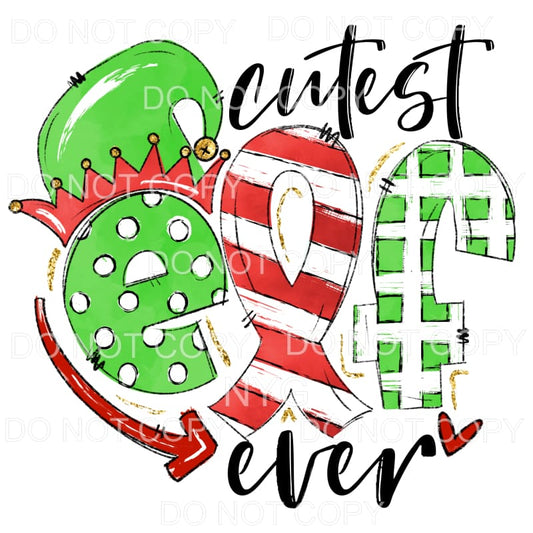 Cutest Elf Ever Red Green Sublimation transfers - Heat 
