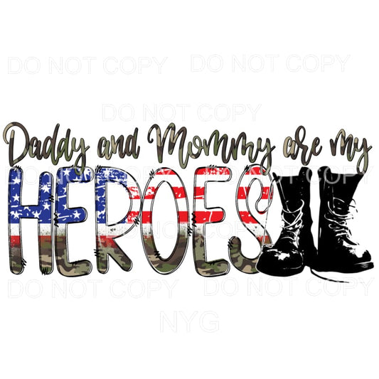 Daddy And Mommy Are My Heroes Flag Camo Military Boots 