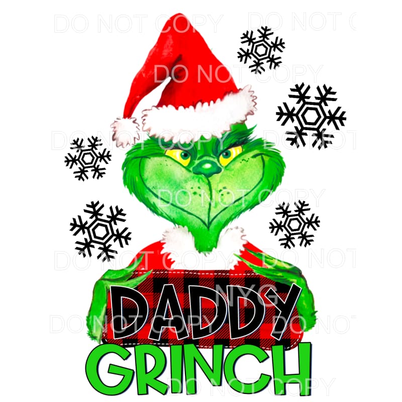 Daddy Grinch Red Buffalo Plaid #1557 Sublimation transfers -