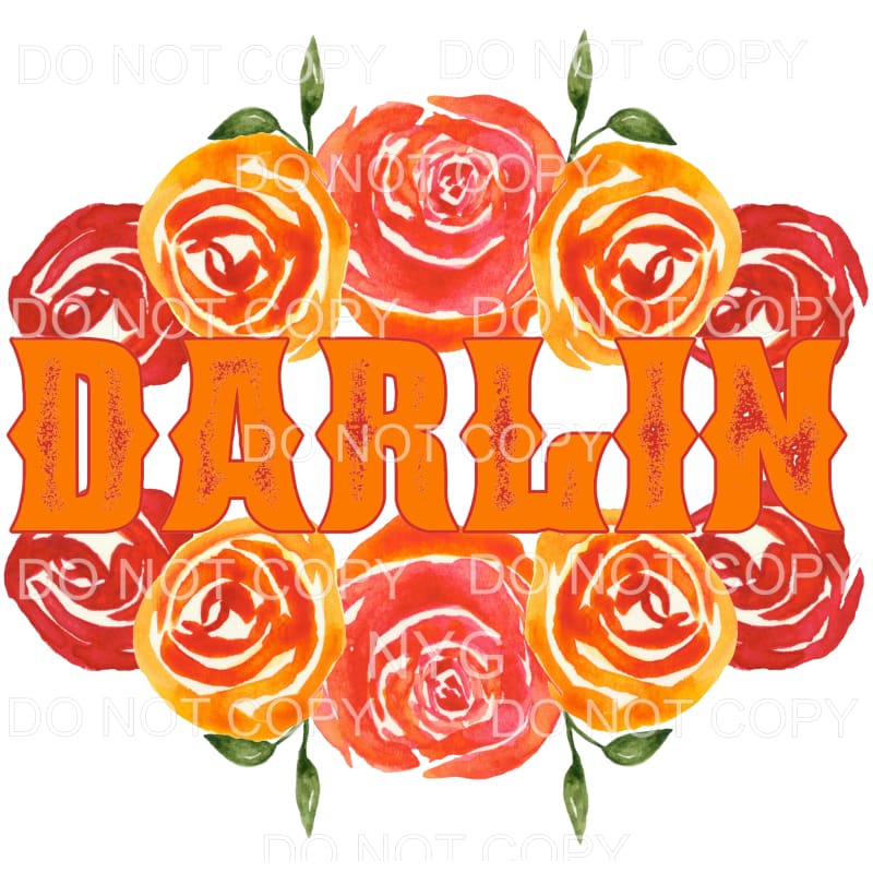 Darlin Orange Red Flowers #576 Sublimation transfers - Heat 