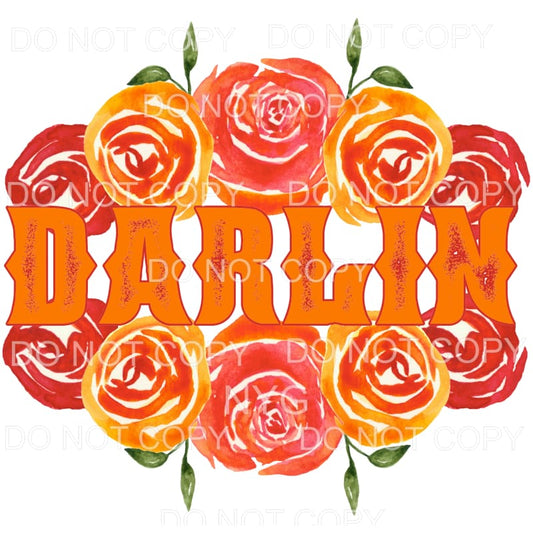 Darlin Orange Red Flowers #576 Sublimation transfers - Heat 