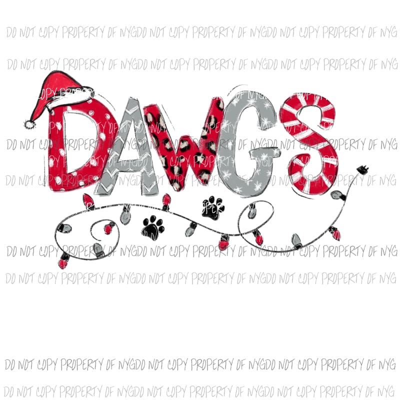 Dawgs Christmas Sublimation transfers Heat Transfer