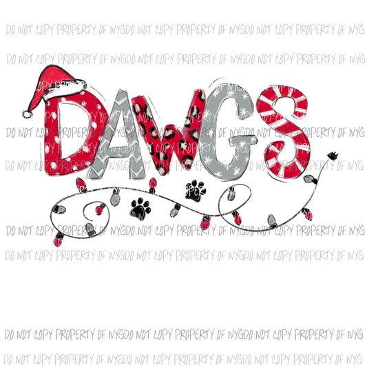 Dawgs Christmas Sublimation transfers Heat Transfer