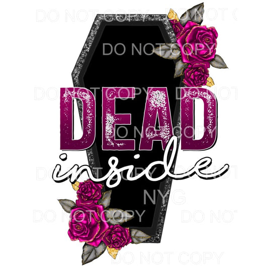 Dead Inside Casket Purple Flowers Sublimation transfers - 