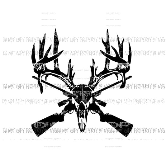 Deer Skull Guns #1 black Sublimation transfers Heat Transfer