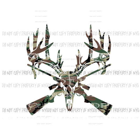 Deer Skull Guns #2 camo Sublimation transfers Heat Transfer