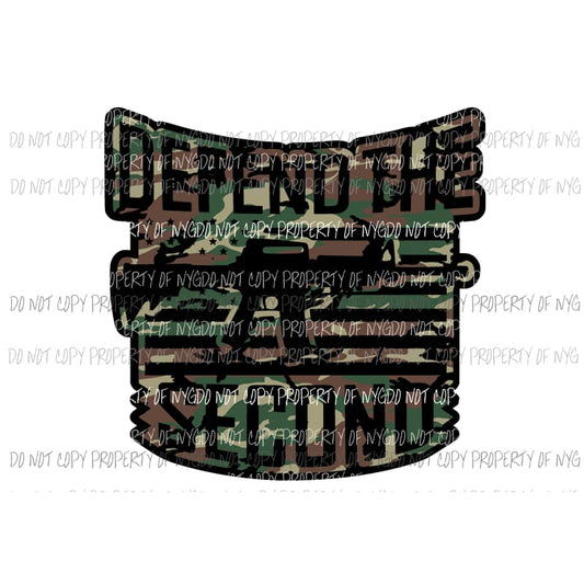Defend The Second gun flag #2 camo Sublimation transfers Heat Transfer