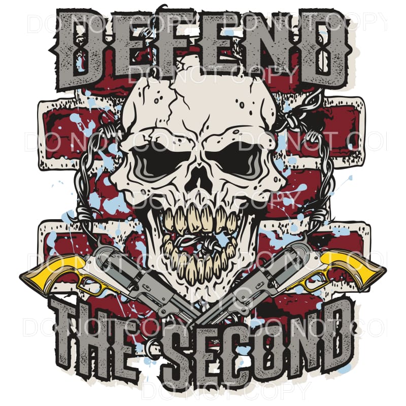 Defend The Second Guns Skull Barbwire Brick Wall Background 